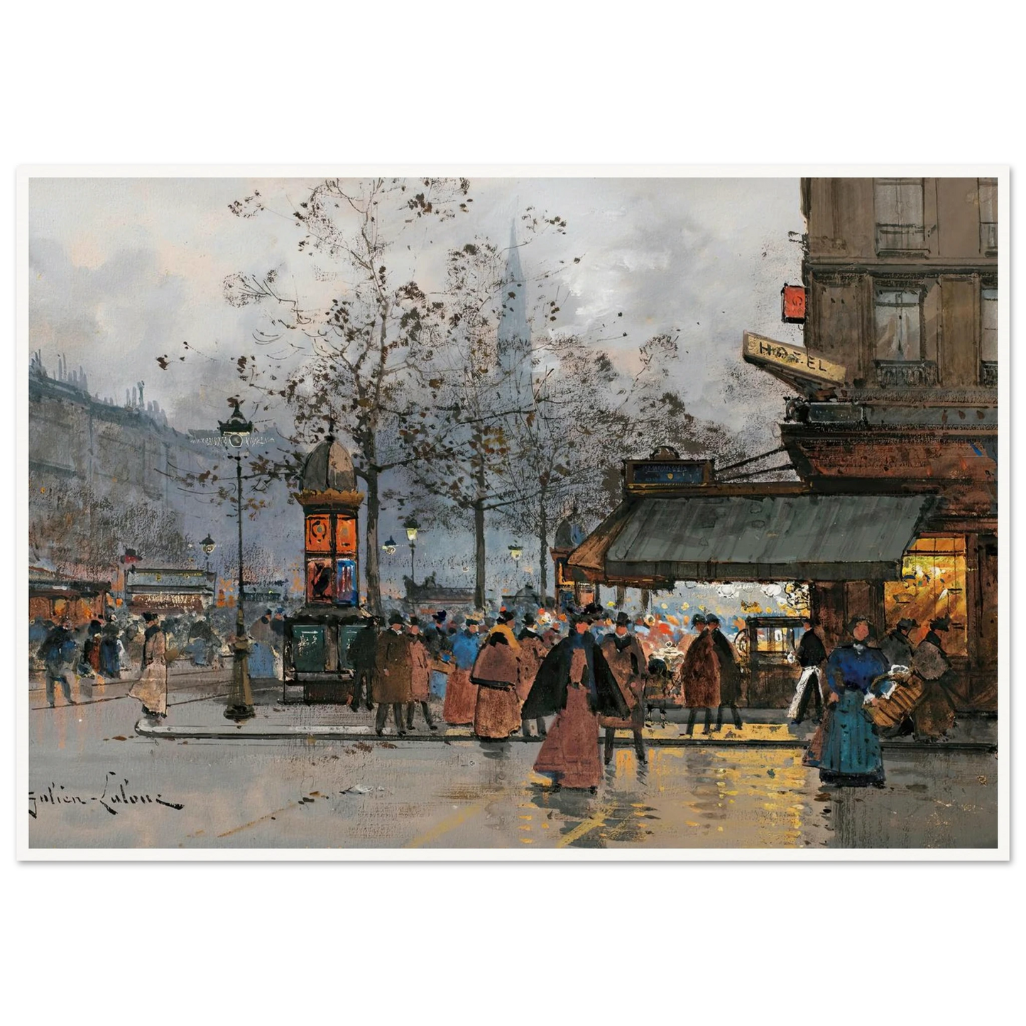 Boulevard Animé À Paris Art Print | Eugene Galien Laloue-Quipham Collections