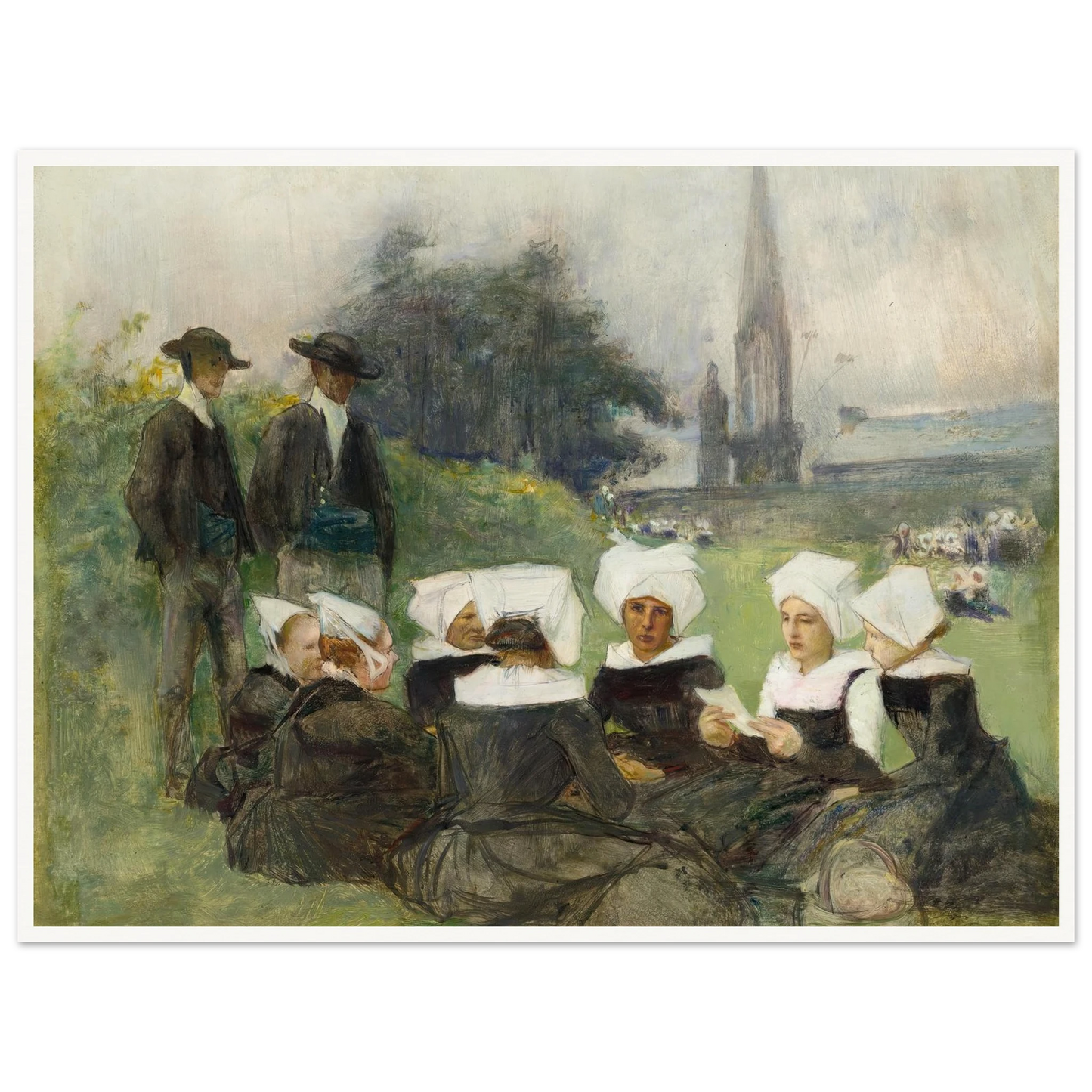 Study for Breton Women at a Pardon (c. 1887) Art Print | Pascal Adolphe Jean Dagnan Bouveret-Quipham Collections