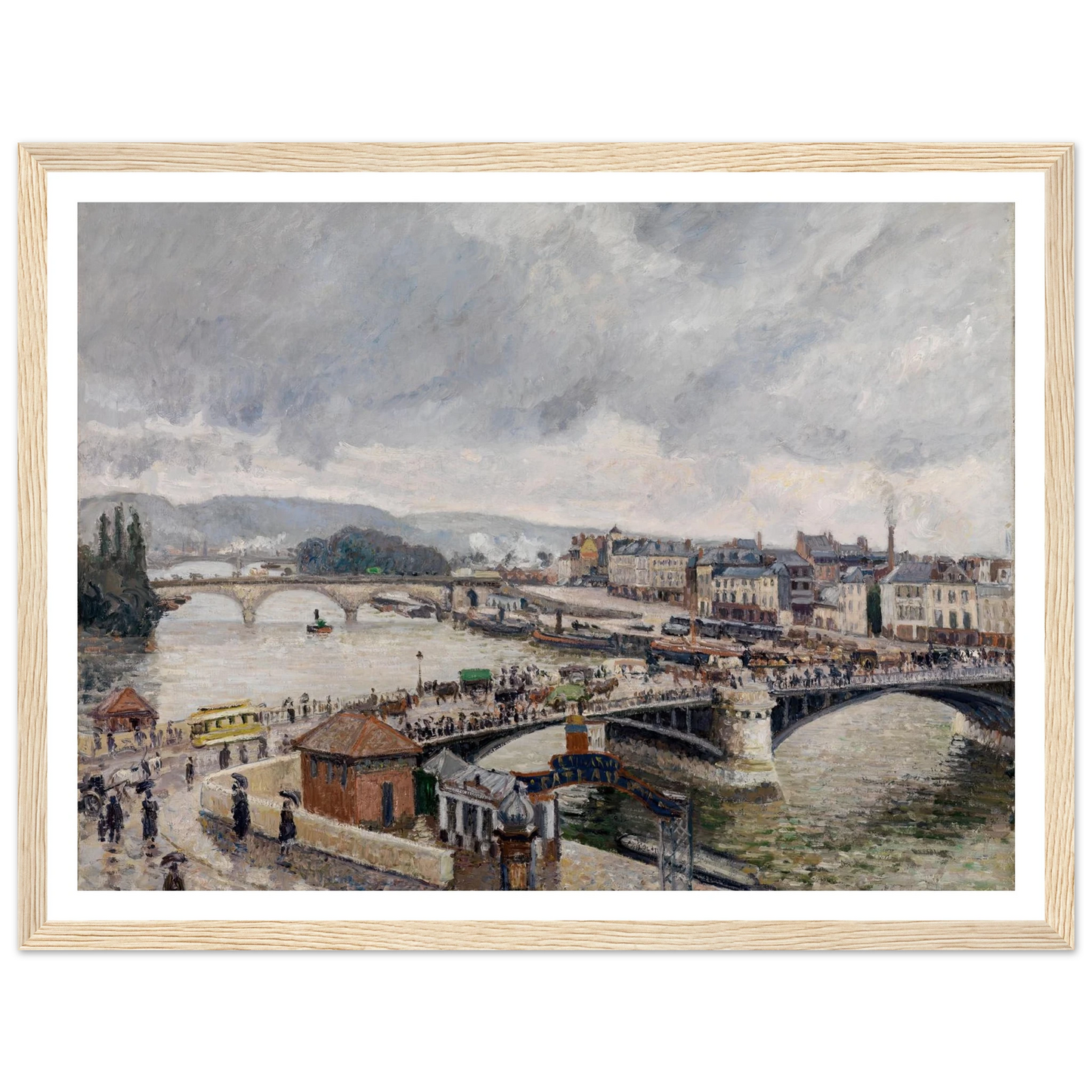 Blick auf die Grosse Brücke zu Rouen bei Regenstimmung (1896) Art Print | Camille Pissarro-Quipham Collections
