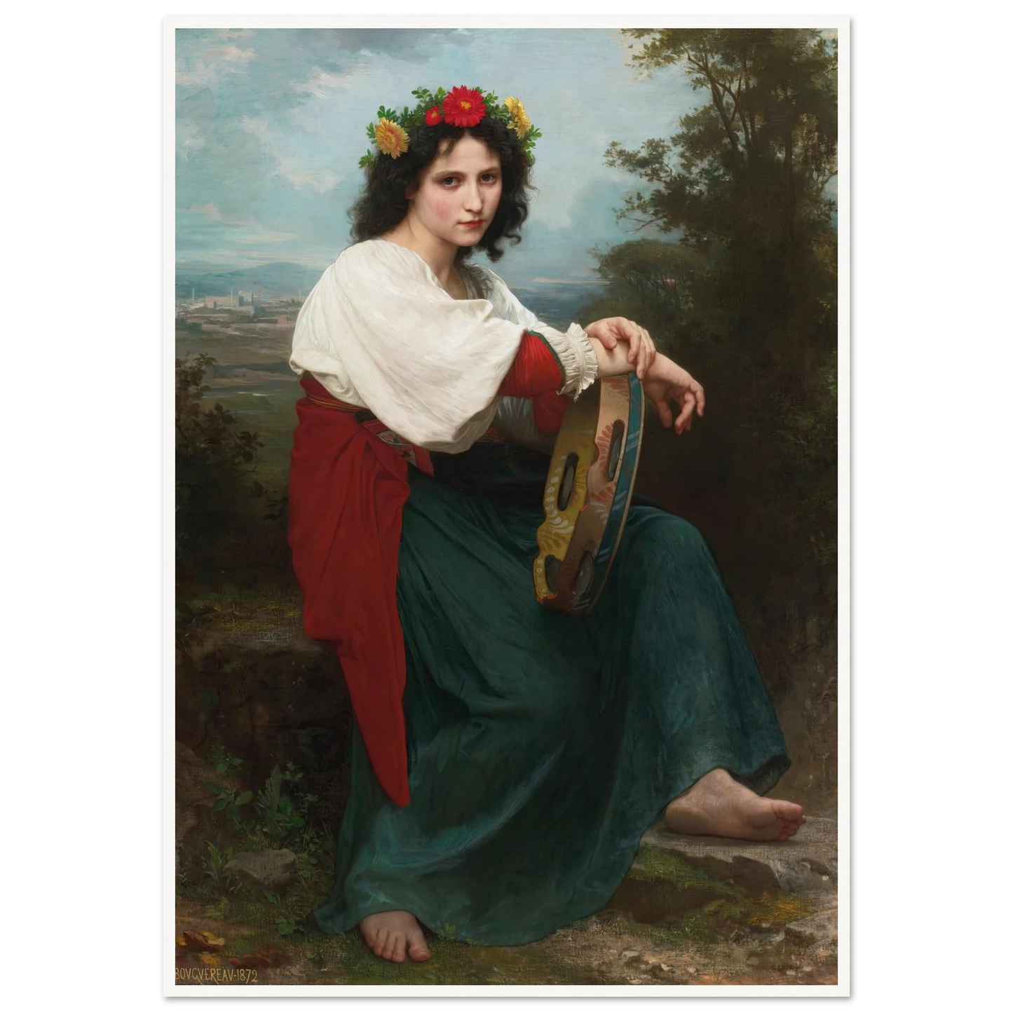 L’Italienne au Tambour de Basque (1872) Art Print | William Bouguereau-Quipham Collections