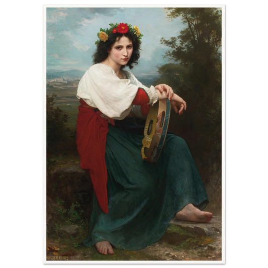 L’Italienne au Tambour de Basque (1872) Art Print | William Bouguereau-Quipham Collections