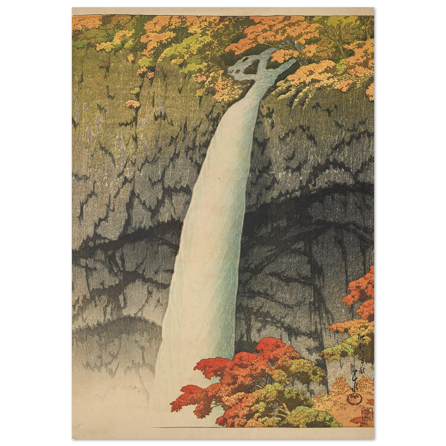 Nikko Kegon taki (Kegon waterfall, Nikko) (1927) Art Print | Kawase Hasui-Quipham Collections