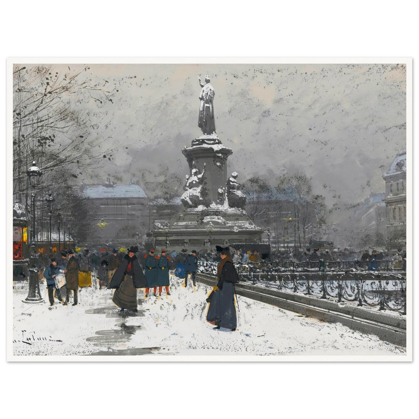 La Place De La République (Neige) Art Print | Eugene Galien Laloue-Quipham Collections