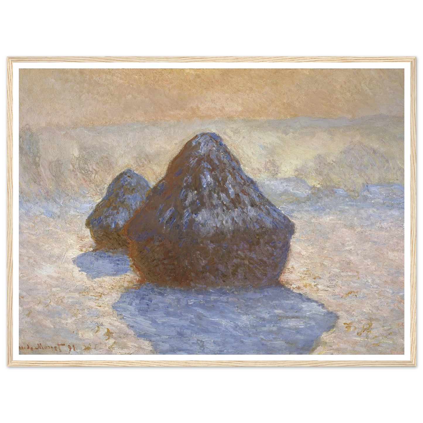 Haystacks- Snow Effect (1891) Art Print | Claude Monet-Quipham Collections