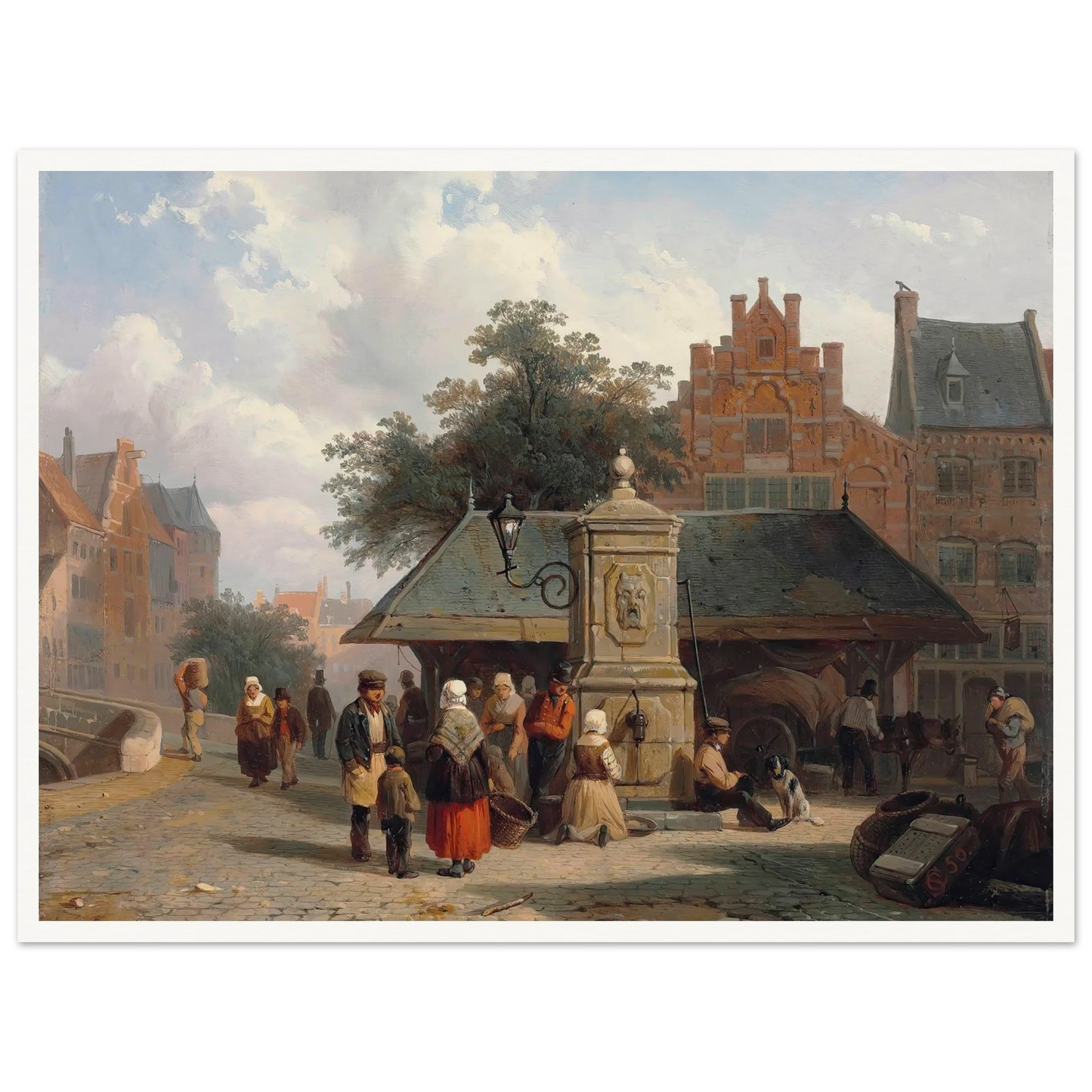 By the well in a Dutch town square (1850) Art Print | Cornelis Springer-Quipham Collections