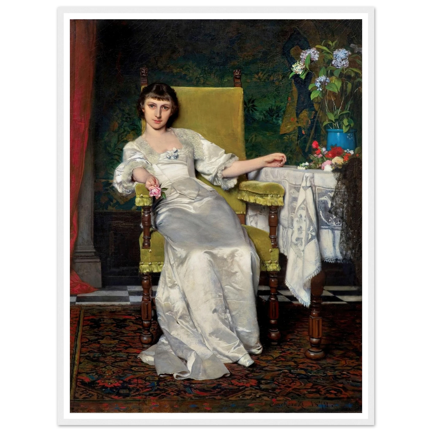 A lady with rose (1879) Art Print | Wladyslaw Czachorski-Quipham Collections