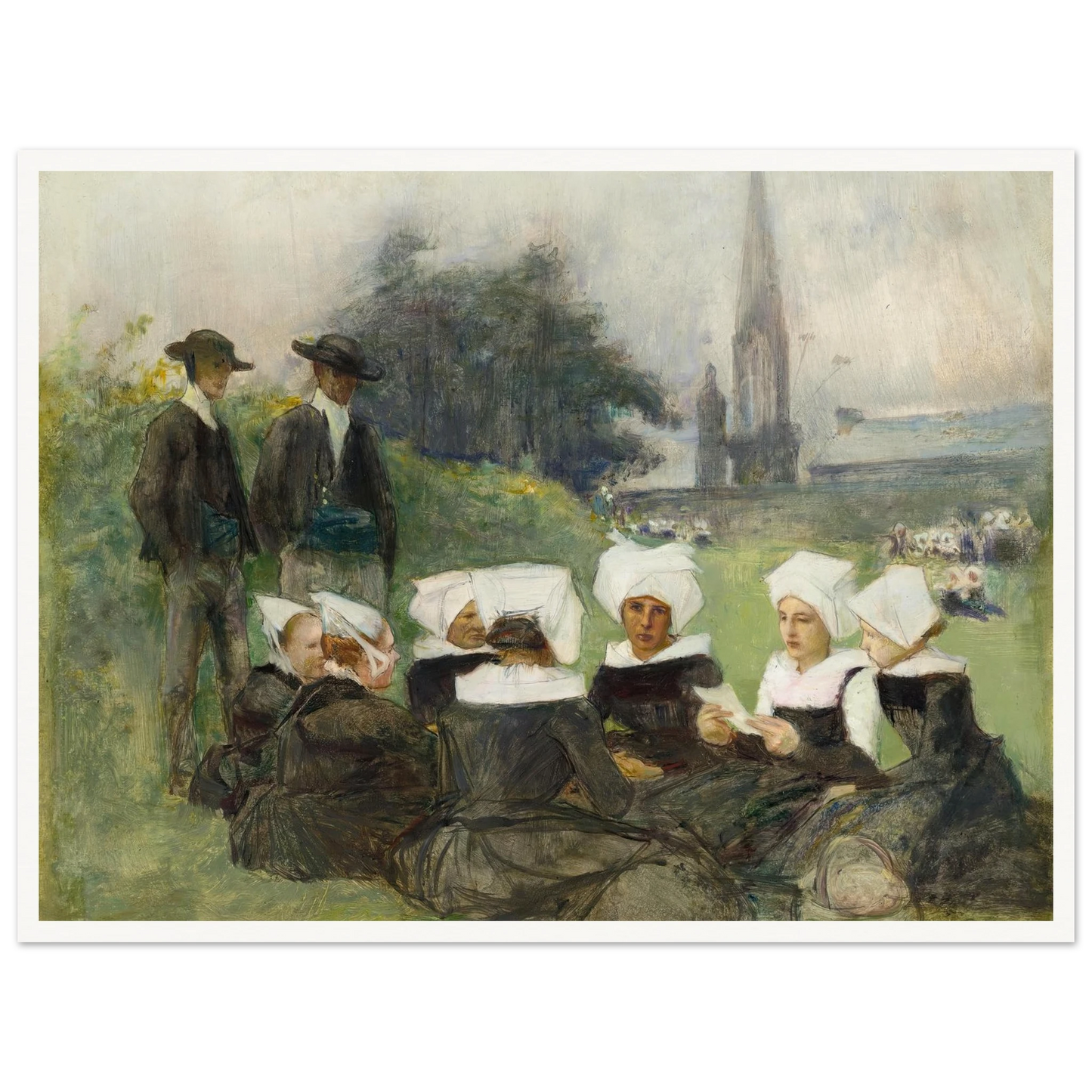 Study for Breton Women at a Pardon (c. 1887) Art Print | Pascal Adolphe Jean Dagnan Bouveret-Quipham Collections