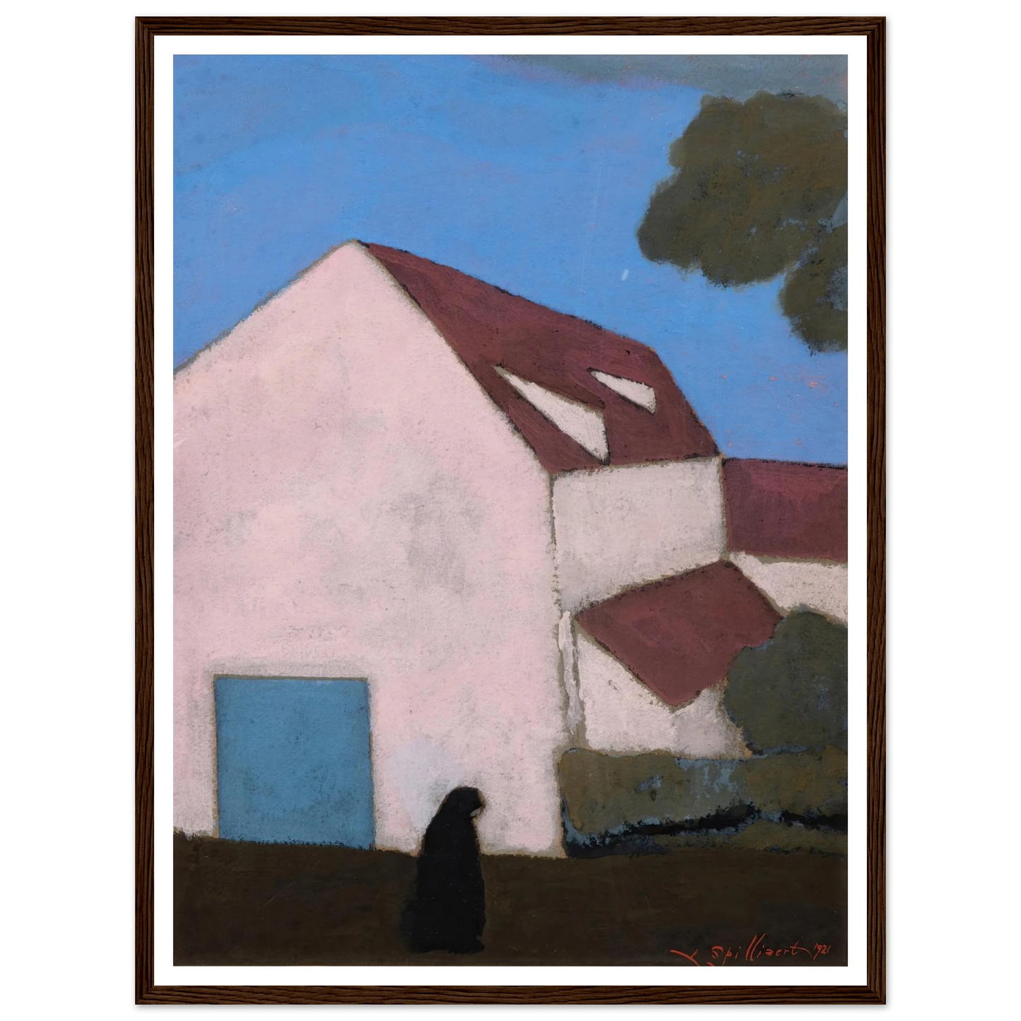 Ferme à la façade rose, silhouette de femme (1921) Art Print | Leon Spilliaert-Quipham Collections