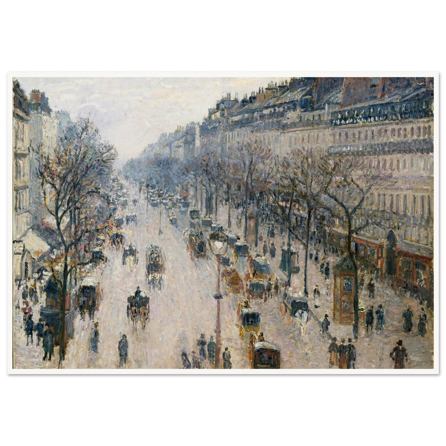 The Boulevard Montmartre on a Winter Morning (1897) Art Print | Camille Pissarro-Quipham Collections