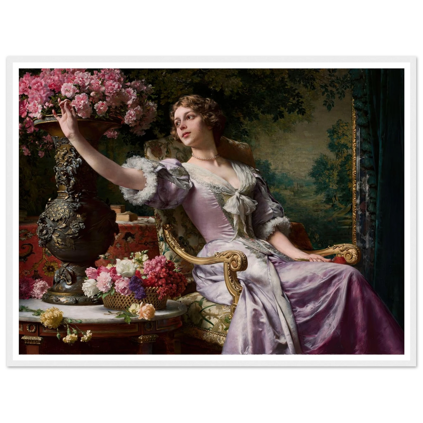 Lady in a lilac dress with flowers (1903) Art Print | Wladyslaw Czachorski-Quipham Collections