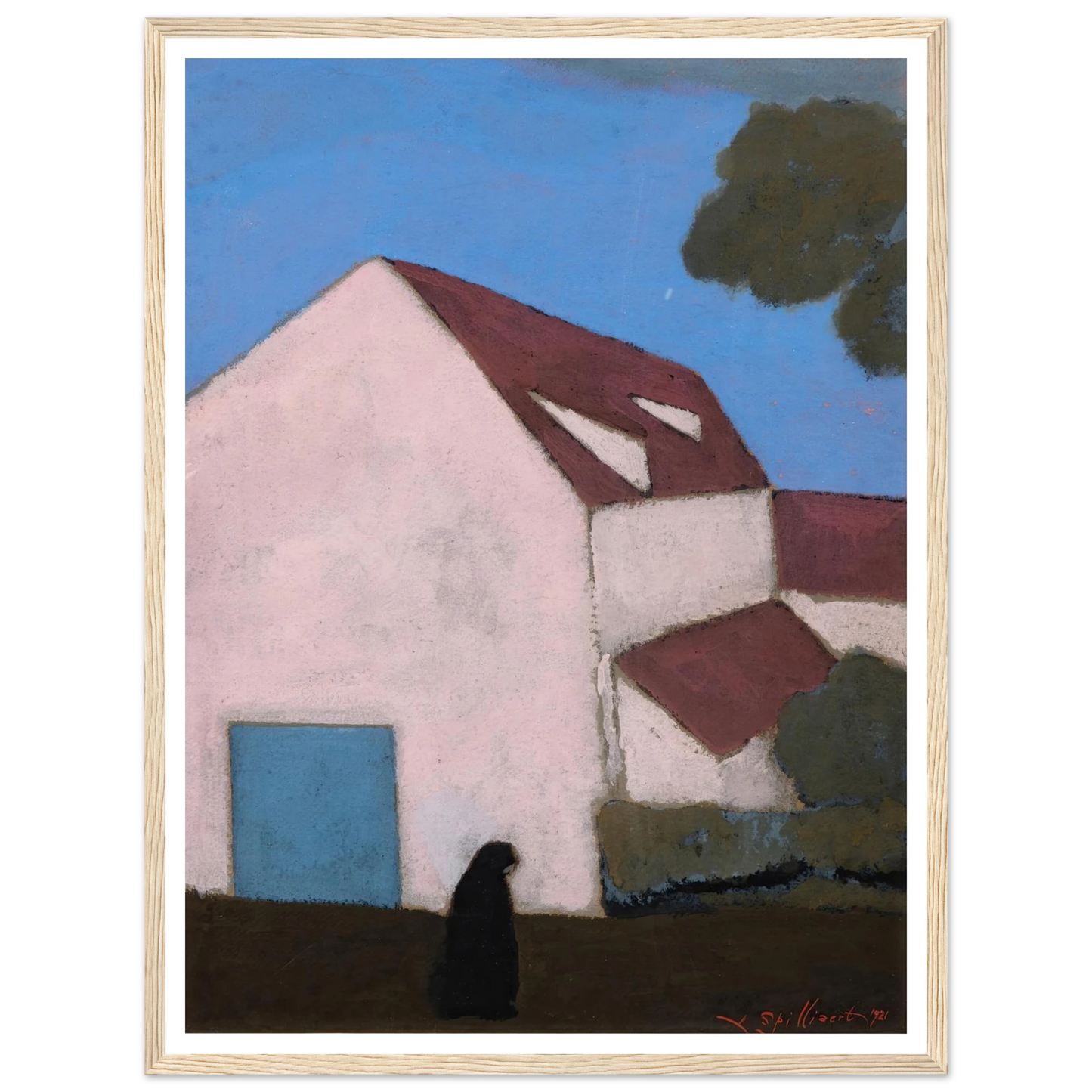 Ferme à la façade rose, silhouette de femme (1921) Art Print | Leon Spilliaert-Quipham Collections