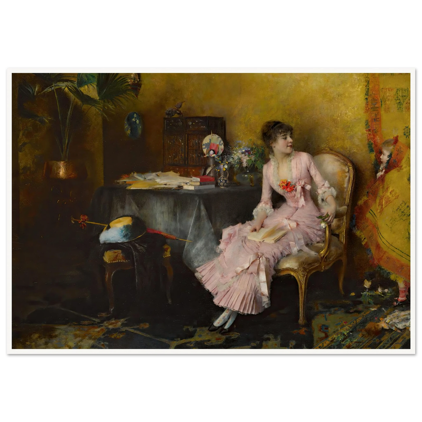 Jeune Femme En Rose Avec Son Enfant (1882) Art Print | Pascal Adolphe Jean Dagnan Bouveret-Quipham Collections