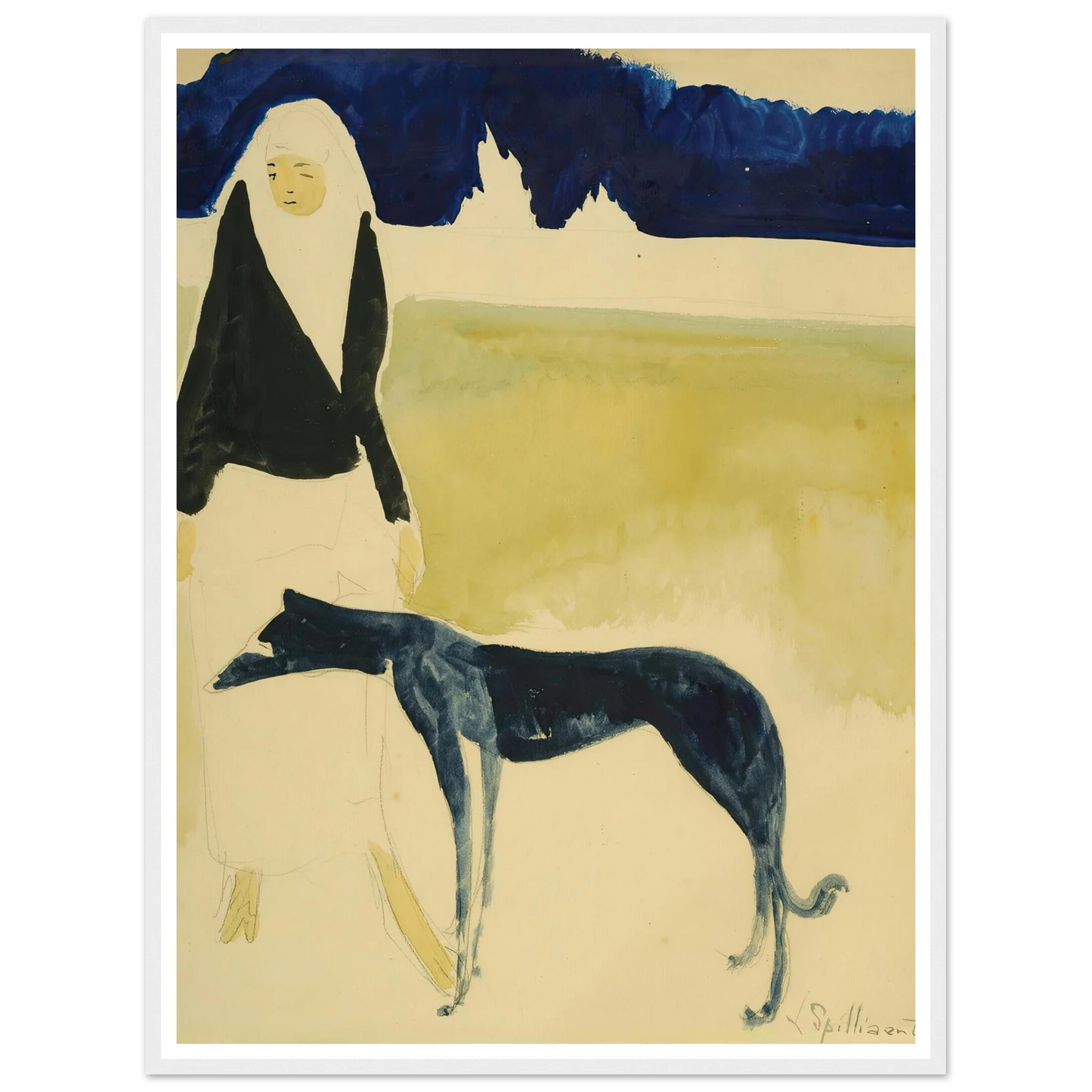 Femme Au Lévrier (1917) Art Print | Leon Spilliaert-Quipham Collections