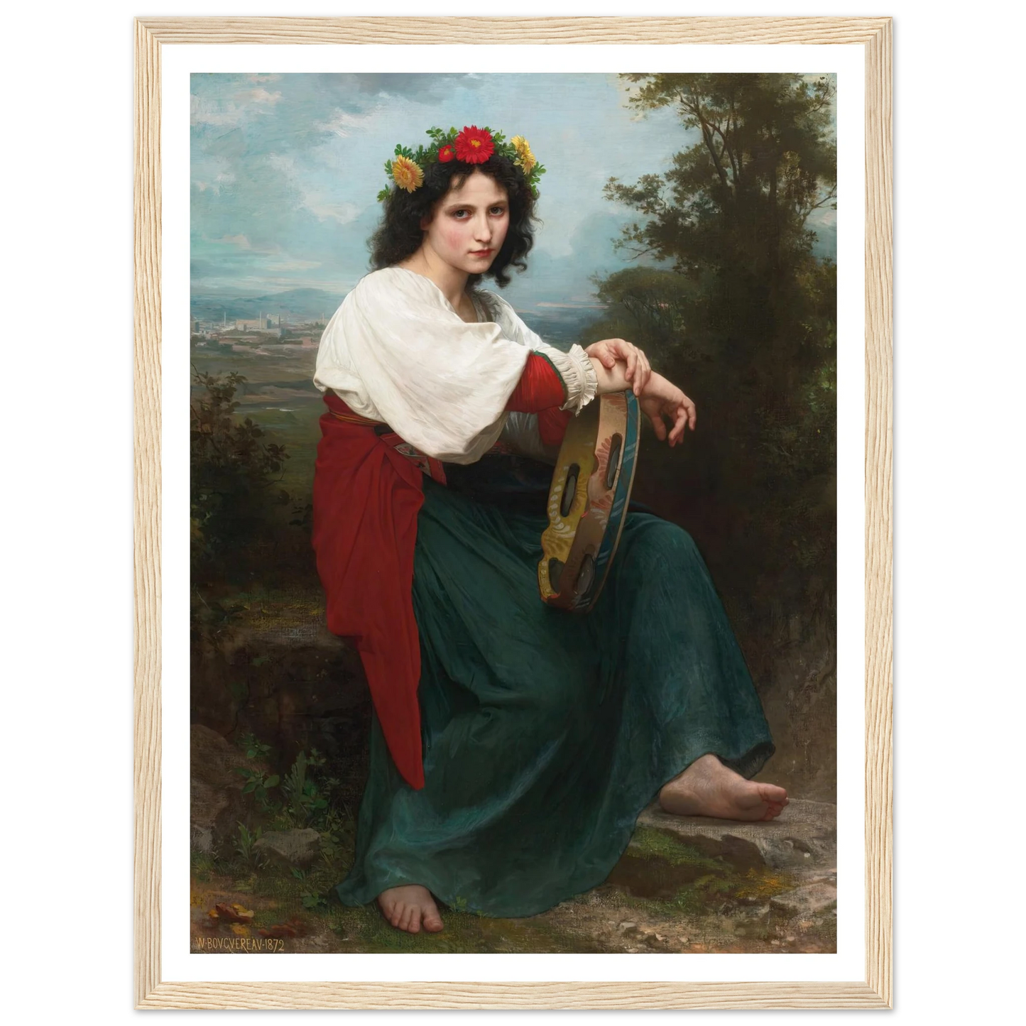 L’Italienne au Tambour de Basque (1872) Art Print | William Bouguereau-Quipham Collections