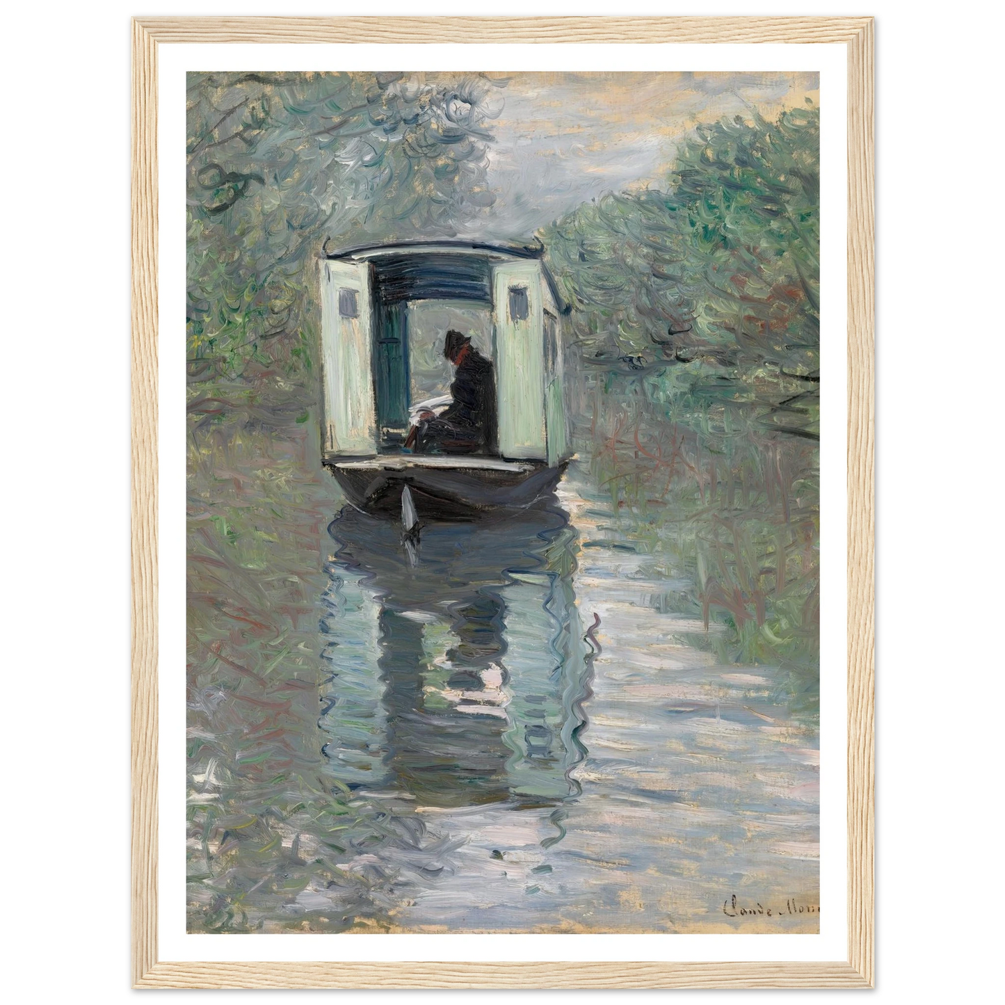 The Studio Boat (Le Bateau-atelier) (1876) Art Print | Claude Monet-Quipham Collections