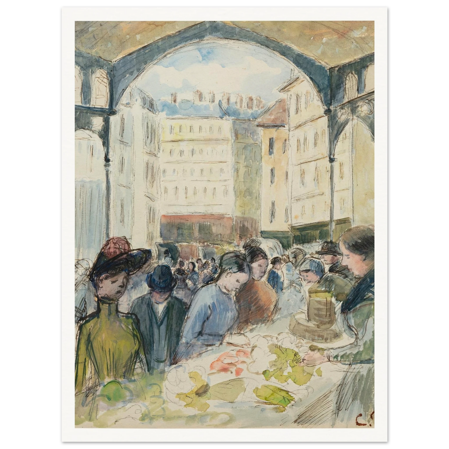 Les Halles centrales; le marché aux légumes Art Print | Camille Pissarro-Quipham Collections