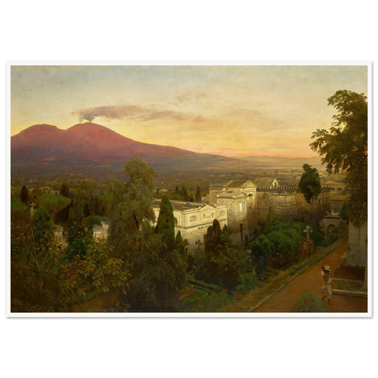 Campo Santo in Poggioreale, the Vesuvius Beyond Art Print | Oswald Achenbach-Quipham Collections
