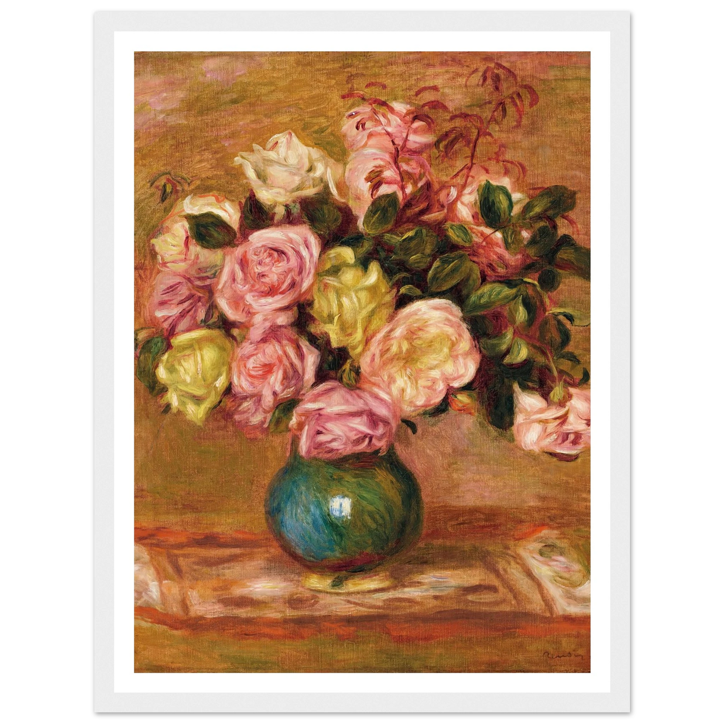 Bouquet de roses dans un vase (1906) Art Print | Pierre Auguste Renoir-Quipham Collections