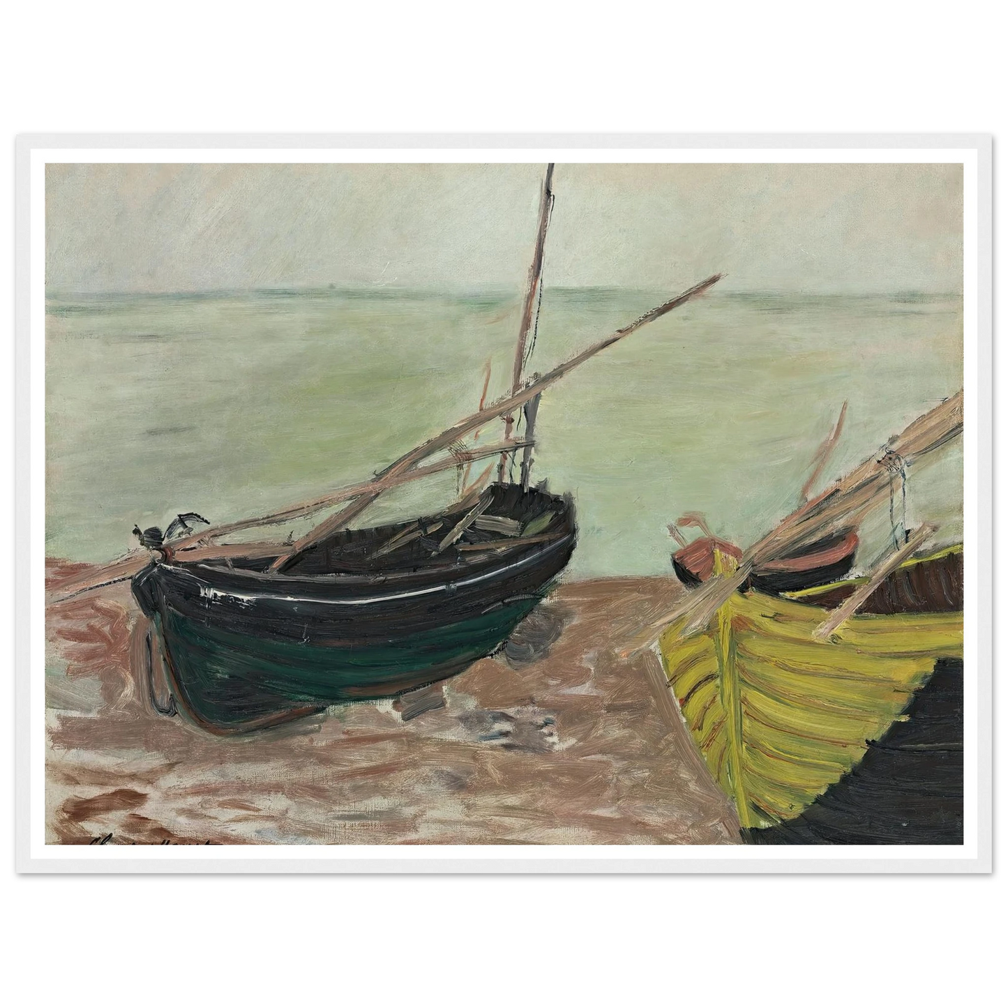 Étude de bateaux sur la plage d’Étretat (1885) Art Print | Claude Monet-Quipham Collections