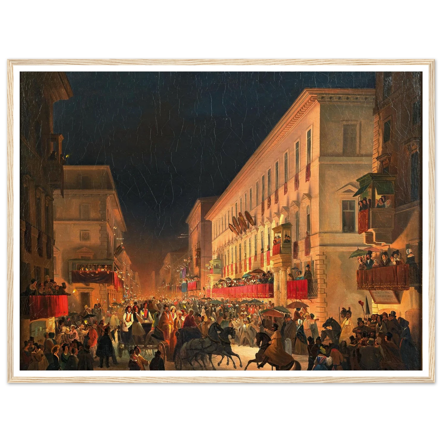 Carnival In Rome, The Feast Of Moccoletti Art Print | Ippolito Caffi-Quipham Collections
