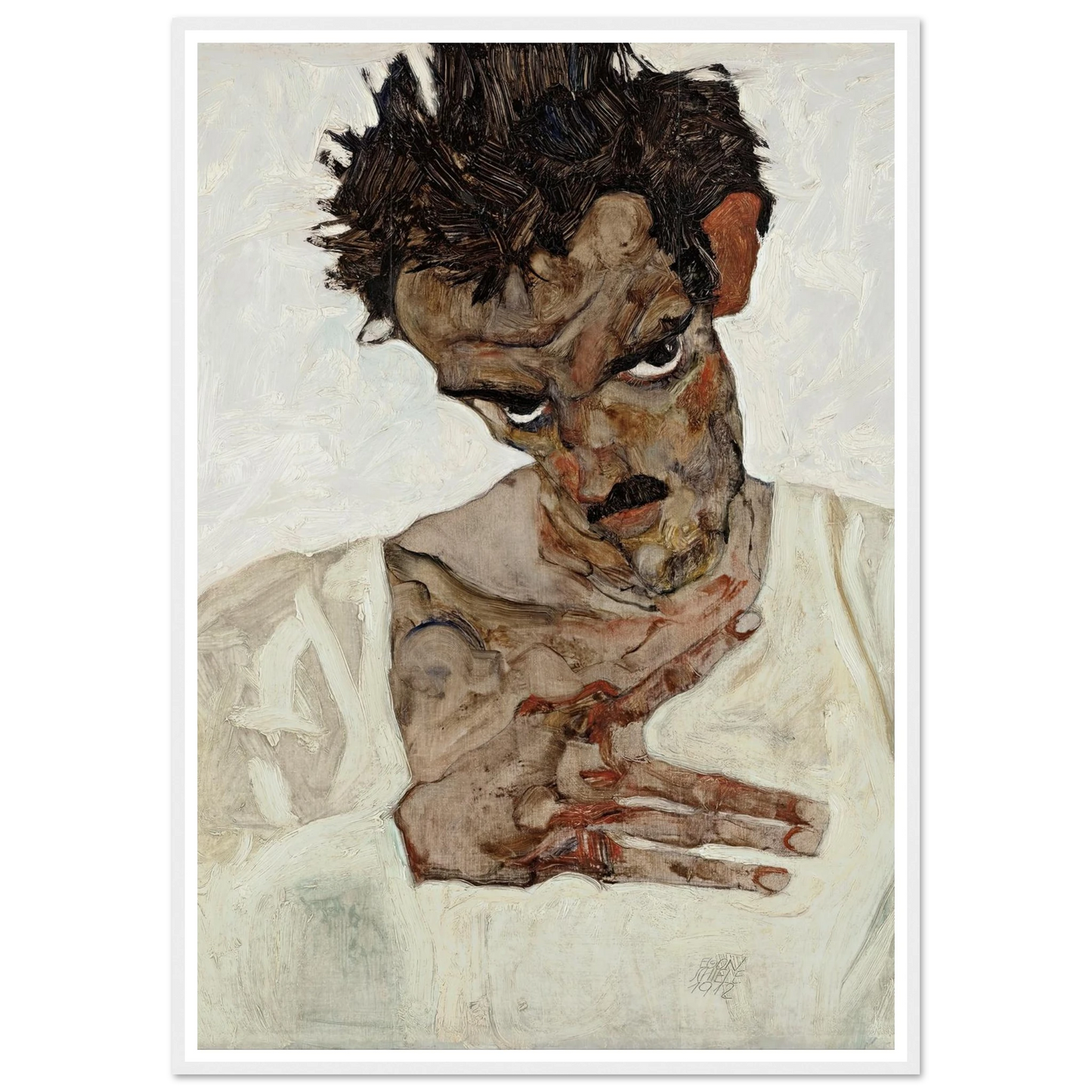 Self-Portrait With Lowered Head (1912) Art Print | Egon Schiele-Quipham Collections