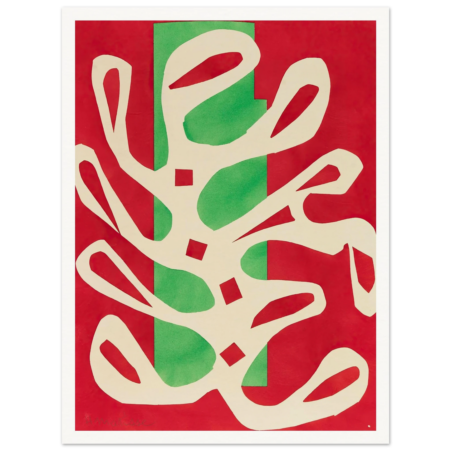 Algue blanche sur fond rouge et vert (1947) Art Print | Henri Matisse-Quipham Collections