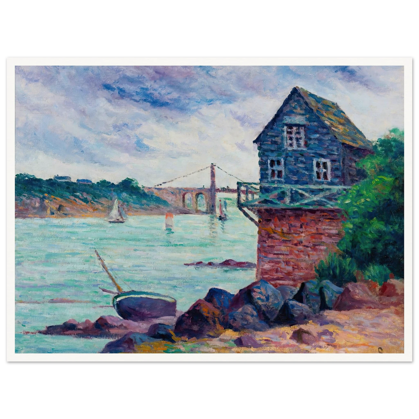 Lézardrieux, Le Pont Suspendu Art Print | Maximilien Luce-Quipham Collections