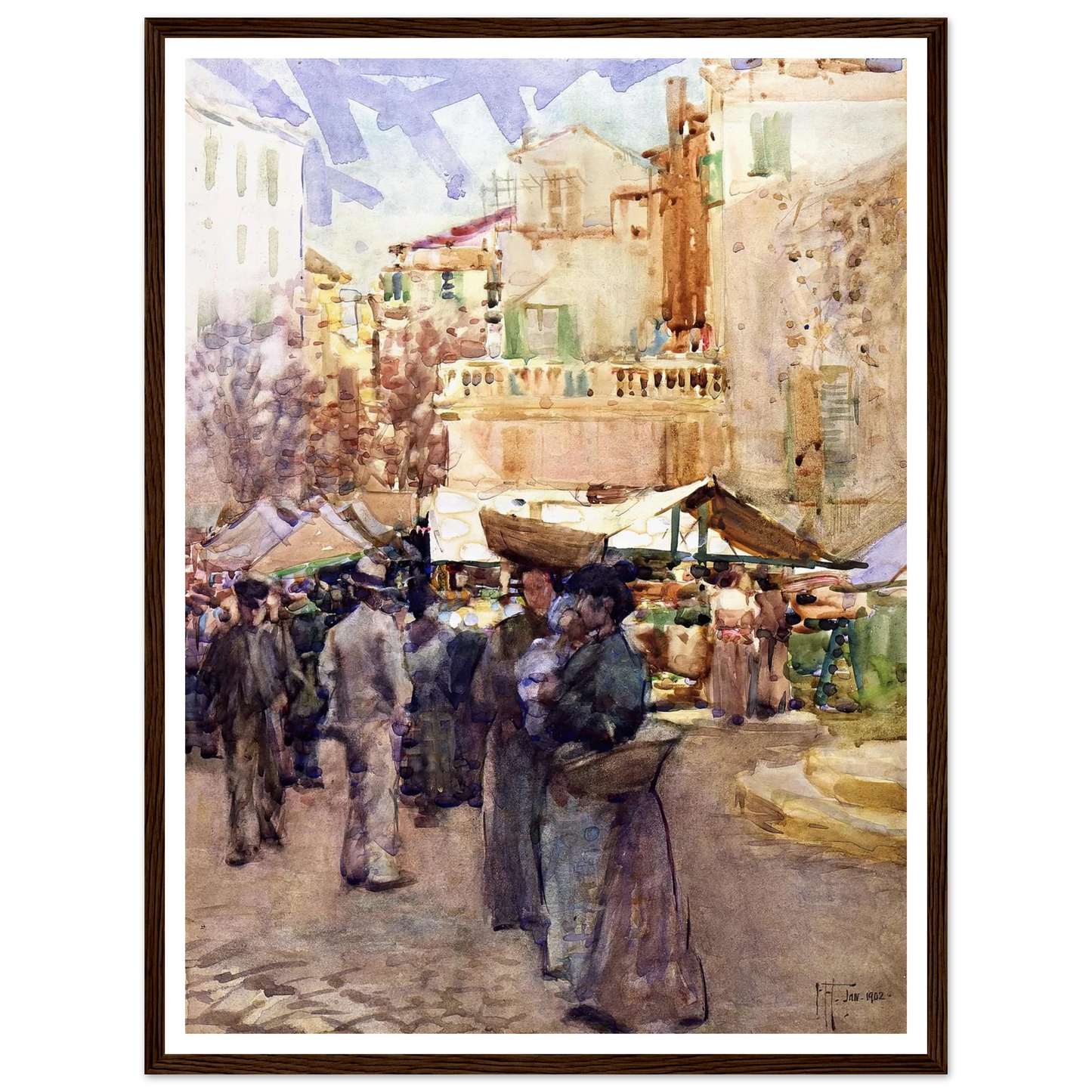 The market place, San Remo, Italy (1902) Art Print | Frances Hodgkins-Quipham Collections