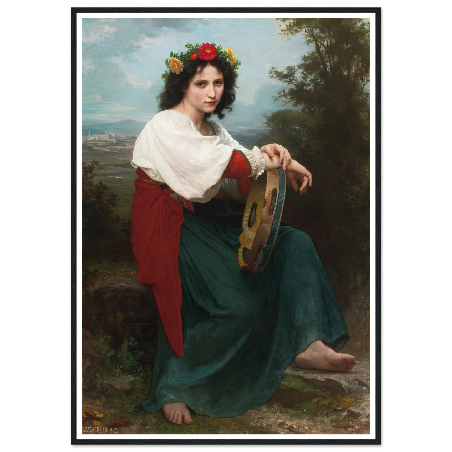 L’Italienne au Tambour de Basque (1872) Art Print | William Bouguereau-Quipham Collections
