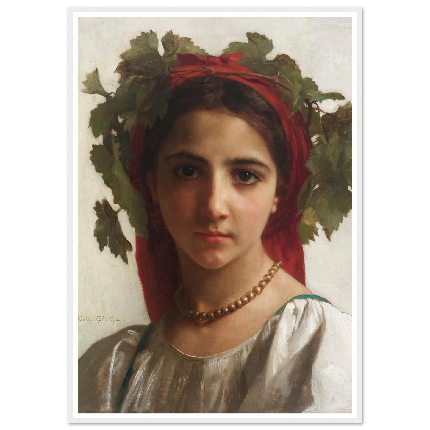 Jeune fille couronnée de pampres (1874) Art Print | William Bouguereau-Quipham Collections