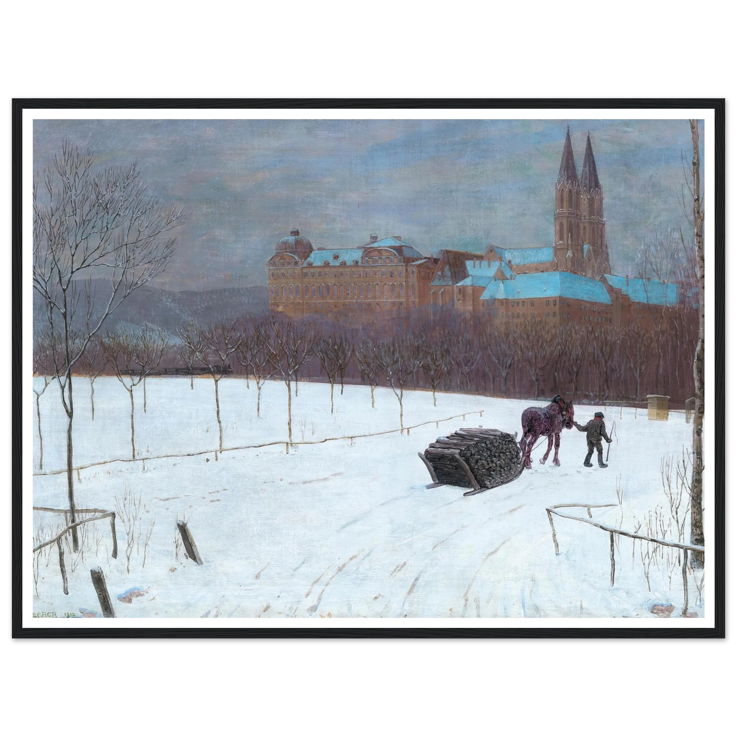 Winter landscape at Klosterneuburg (1910) Art Print | Max Kahrer-Quipham Collections