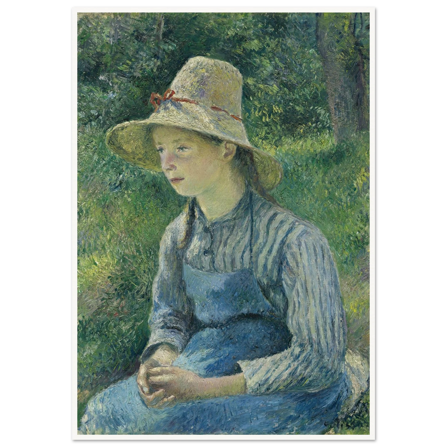 Peasant Girl with a Straw Hat (1881) Art Print | Camille Pissarro-Quipham Collections