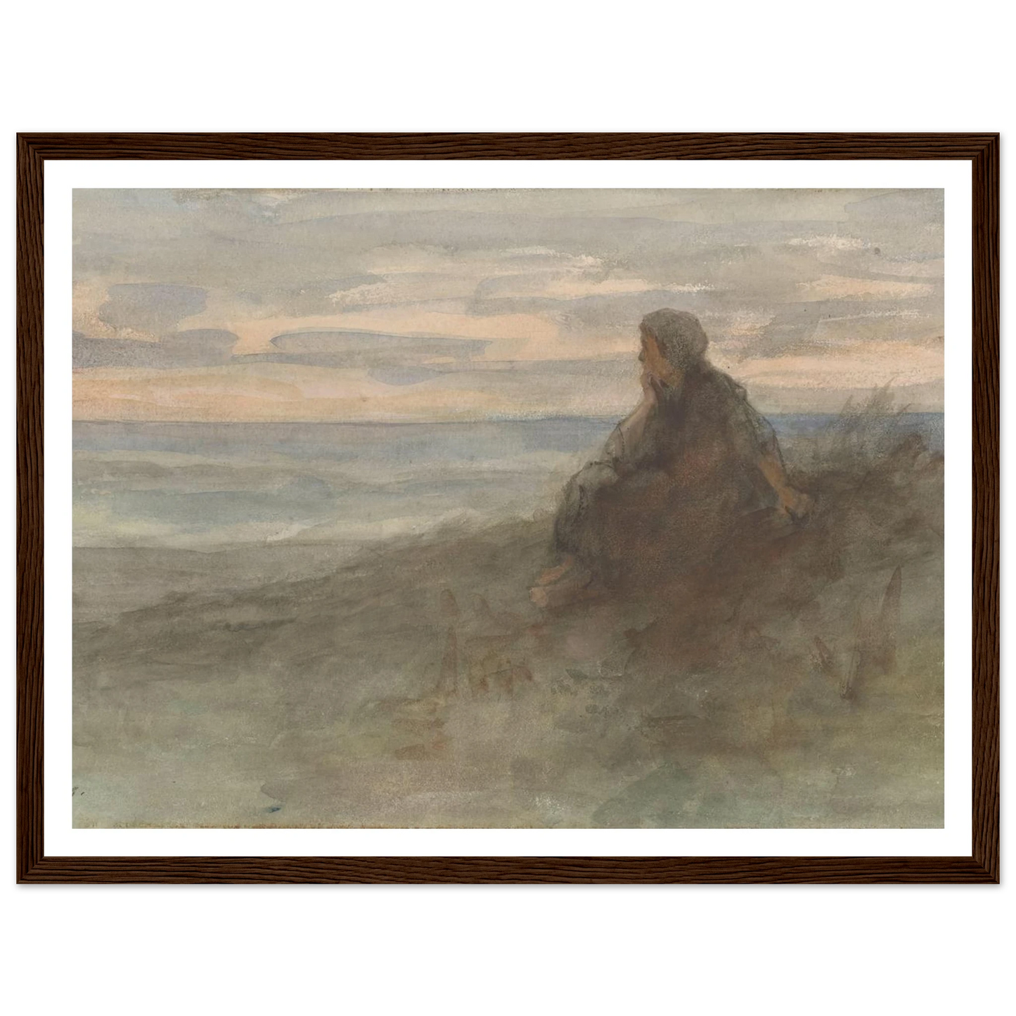 Zittende vrouw op een duin bij zee (c. 1834 - c. 1911) Art Print | Jozef Israels-Quipham Collections