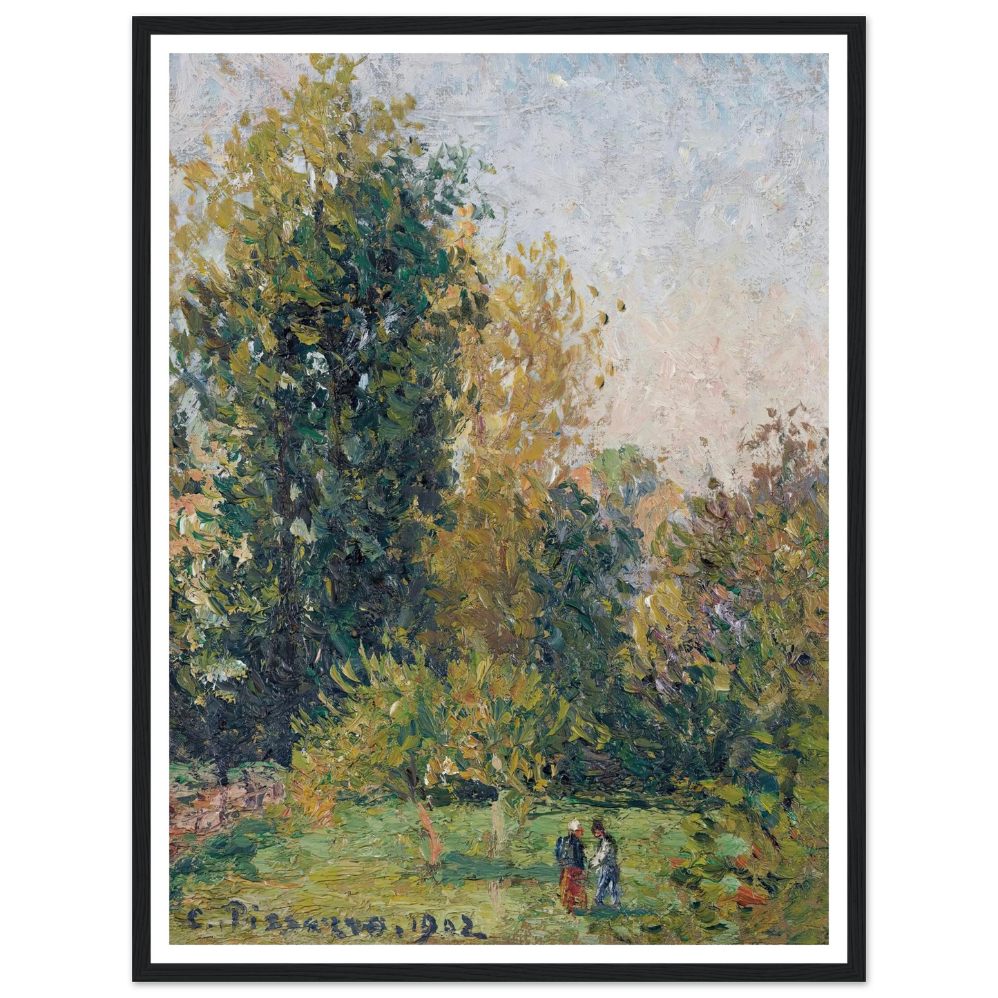 Paysage Avec Deux Personnages, Éragny, Automne (1902) Art Print | Camille Pissarro-Quipham Collections