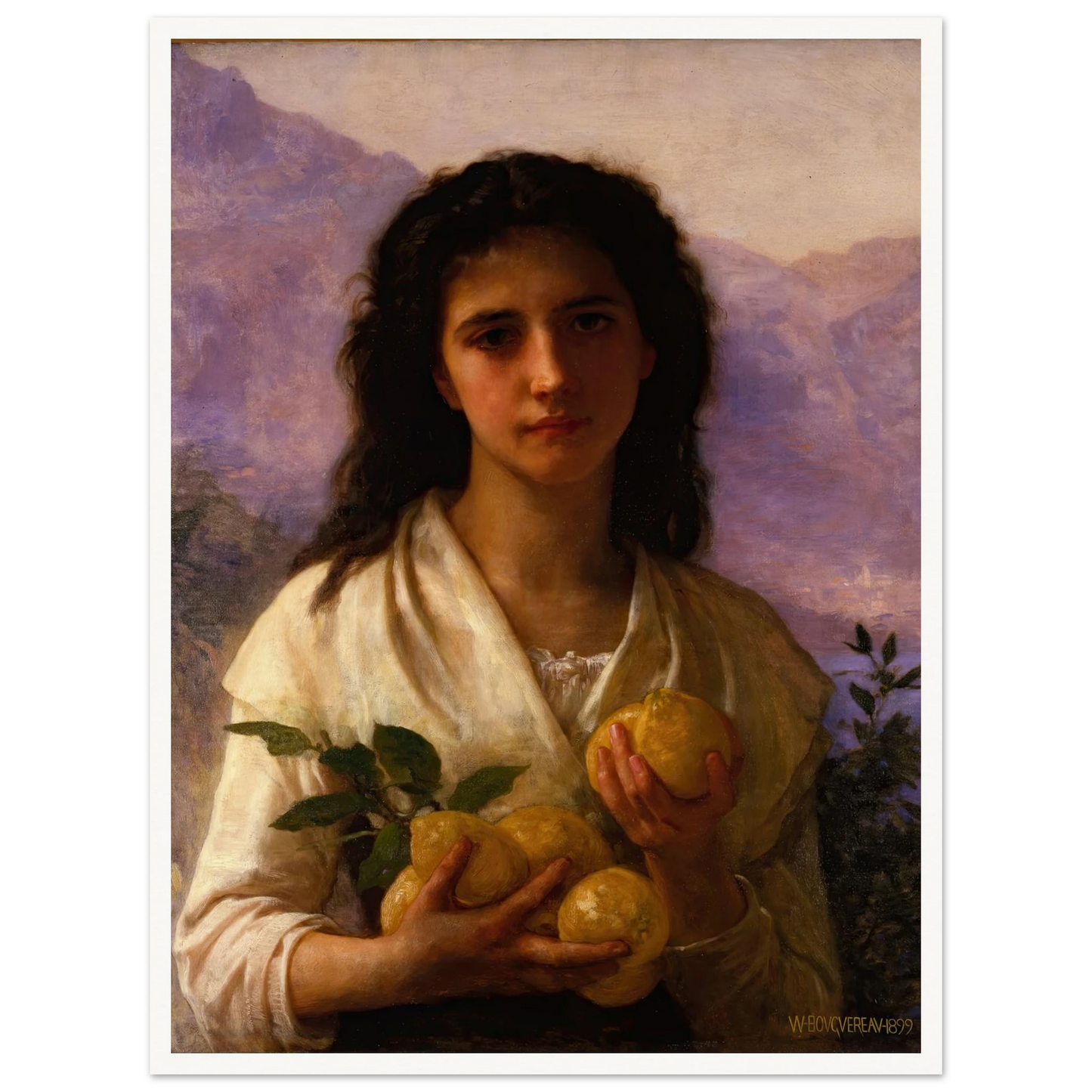 Girl Holding Lemons (1899) Art Print | William Bouguereau-Quipham Collections