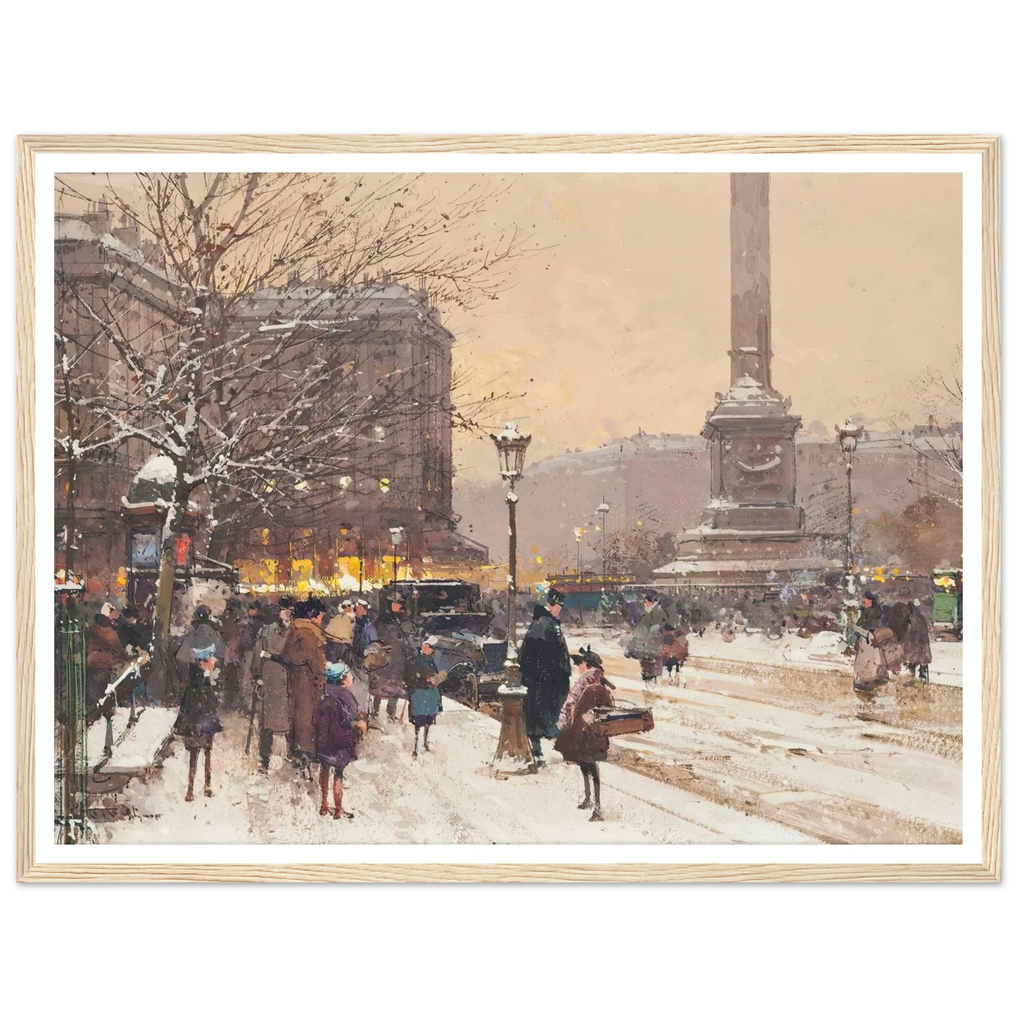 Figures in the snow, the Place de Concorde, Paris Art Print | Eugene Galien Laloue-Quipham Collections