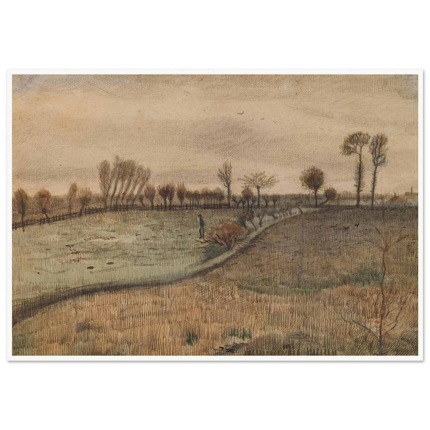 Landscape with Pollard Willows (c.1880) Art Print | Vincent van Gogh-Quipham Collections