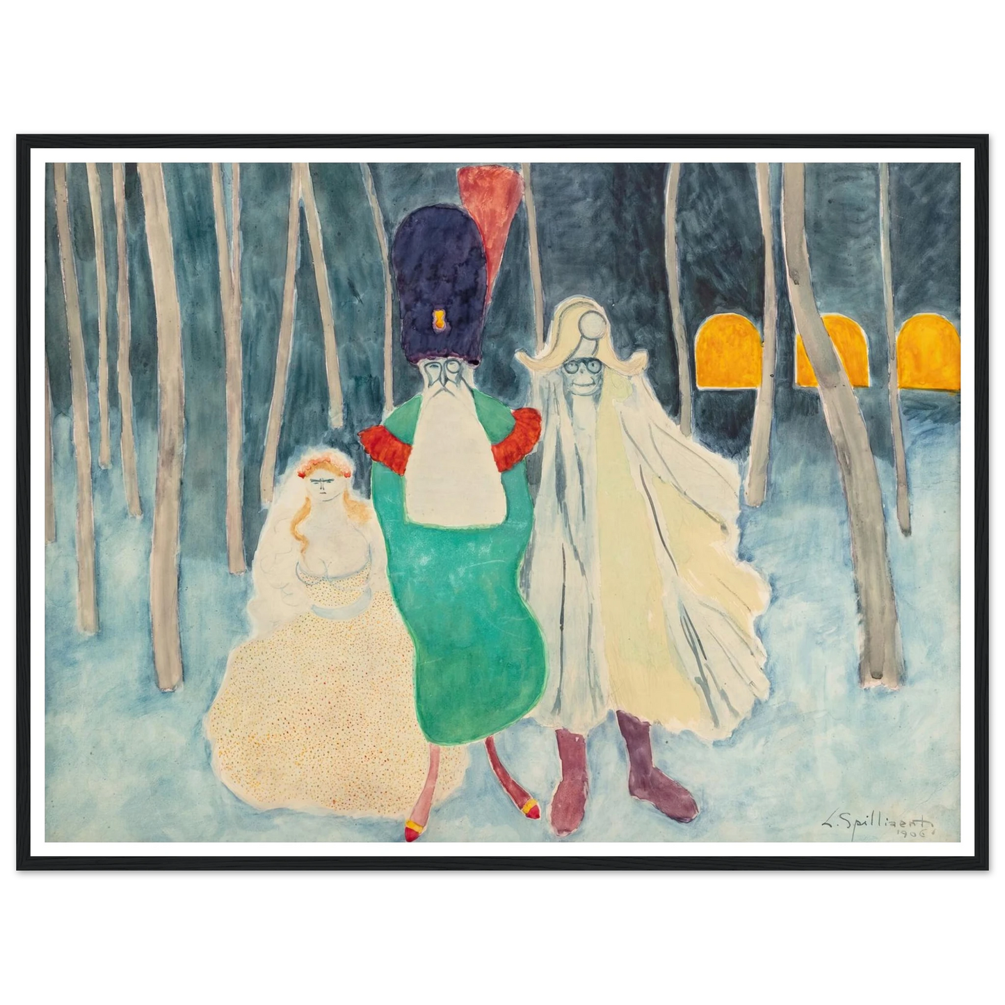 Mascarade. Léopold II, Napoléon et la bouquetière (1906) Art Print | Leon Spilliaert-Quipham Collections