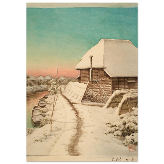 Morigasaki setsugo no yu (Evening after snow at Morigasaki) Art Print | Kawase Hasui-Quipham Collections