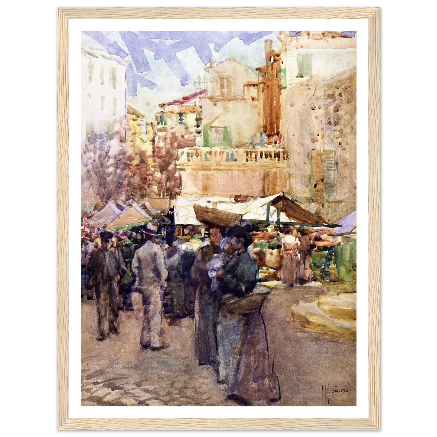 The market place, San Remo, Italy (1902) Art Print | Frances Hodgkins-Quipham Collections