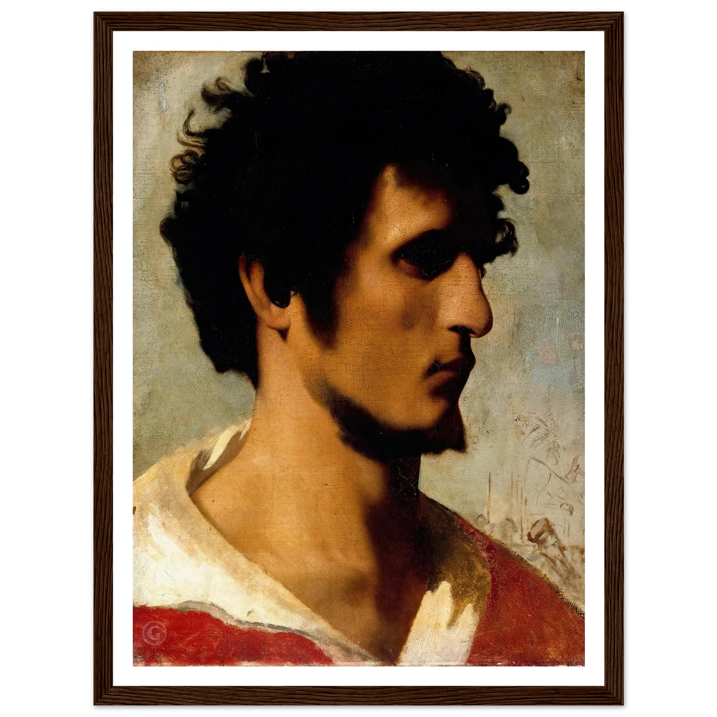Head of a Peasant from the Roman Countryside (1844) Art Print | Jean Leon Gerome-Quipham Collections