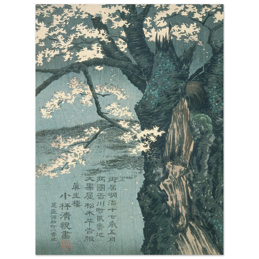 Warrior Taira no Tadanori about to Sleep under a Cherry Tree (1884) Art Print | Kobayashi Kiyochika-Quipham Collections