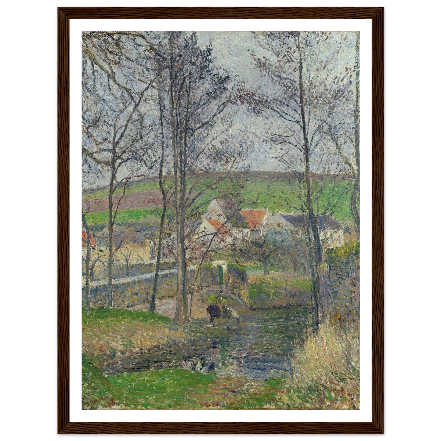 The banks of the Viosne at Osny in grey weather, winter Art Print | Camille Pissarro-Quipham Collections