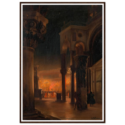 Karneval am Markusplatz in Venedig bei Nacht (1887) Art Print | Josef Hoffmann-Quipham Collections