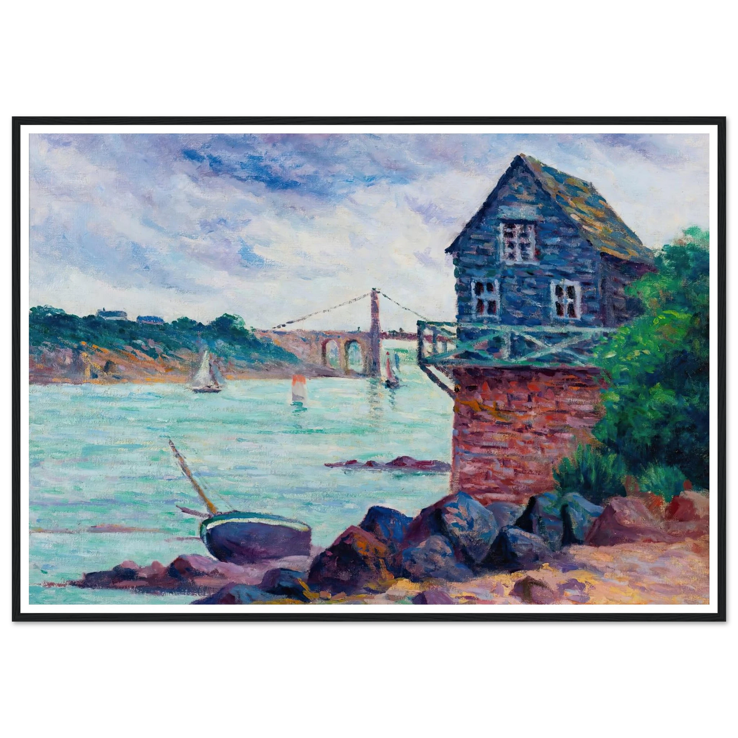 Lézardrieux, Le Pont Suspendu Art Print | Maximilien Luce-Quipham Collections