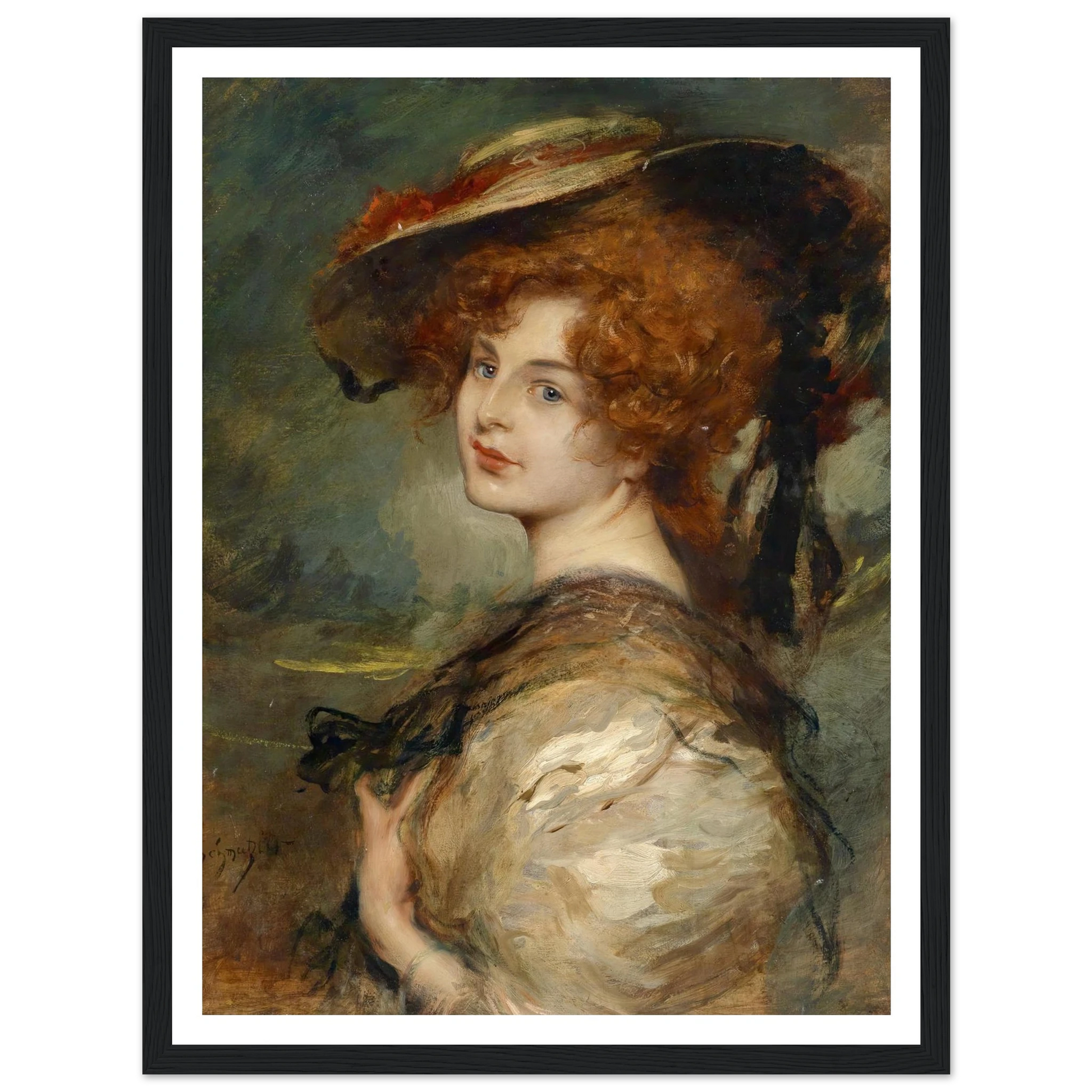 Bildnis einer Dame mit rotem Haar und Hut Art Print | Leopold Schmutzler-Quipham Collections