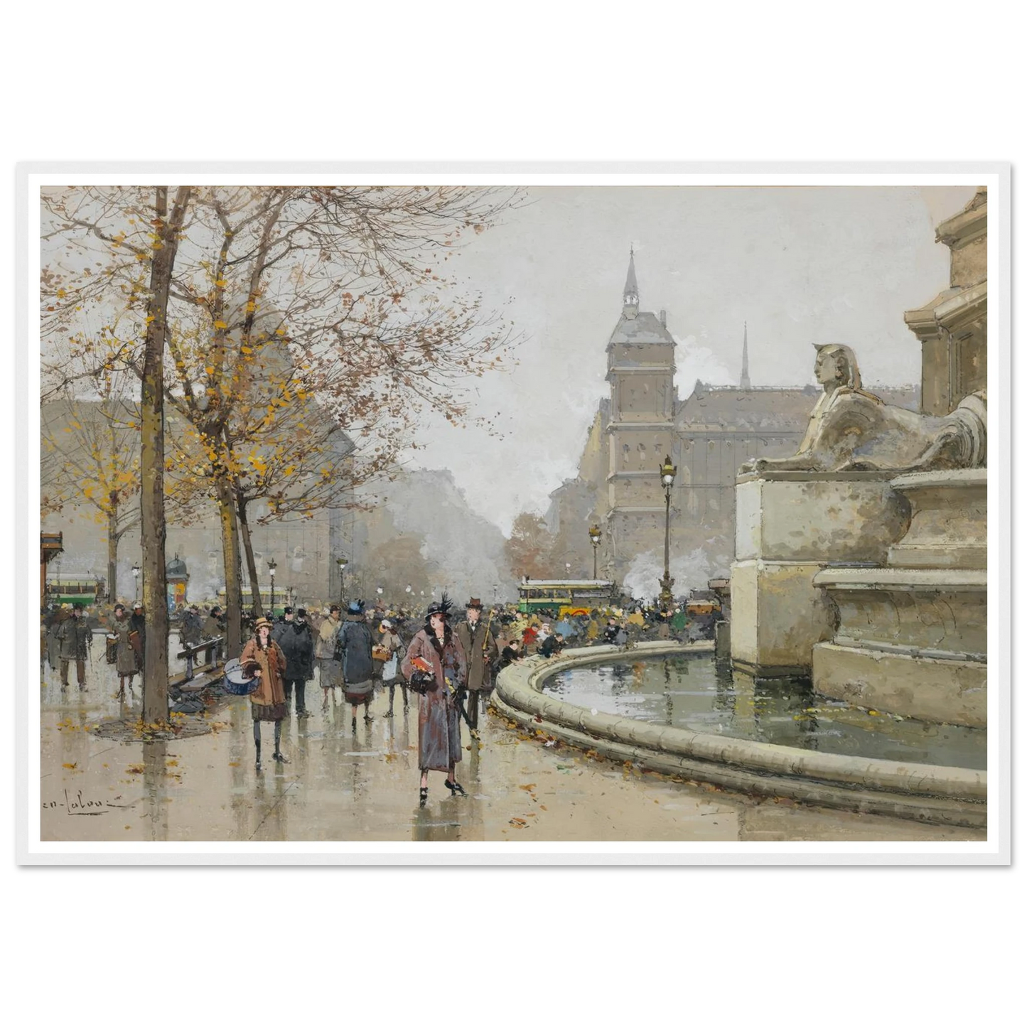 La fontaine du Palmier, place du Châtelet Art Print | Eugene Galien Laloue-Quipham Collections