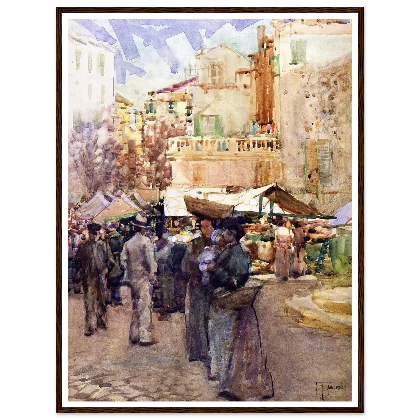 The market place, San Remo, Italy (1902) Art Print | Frances Hodgkins-Quipham Collections