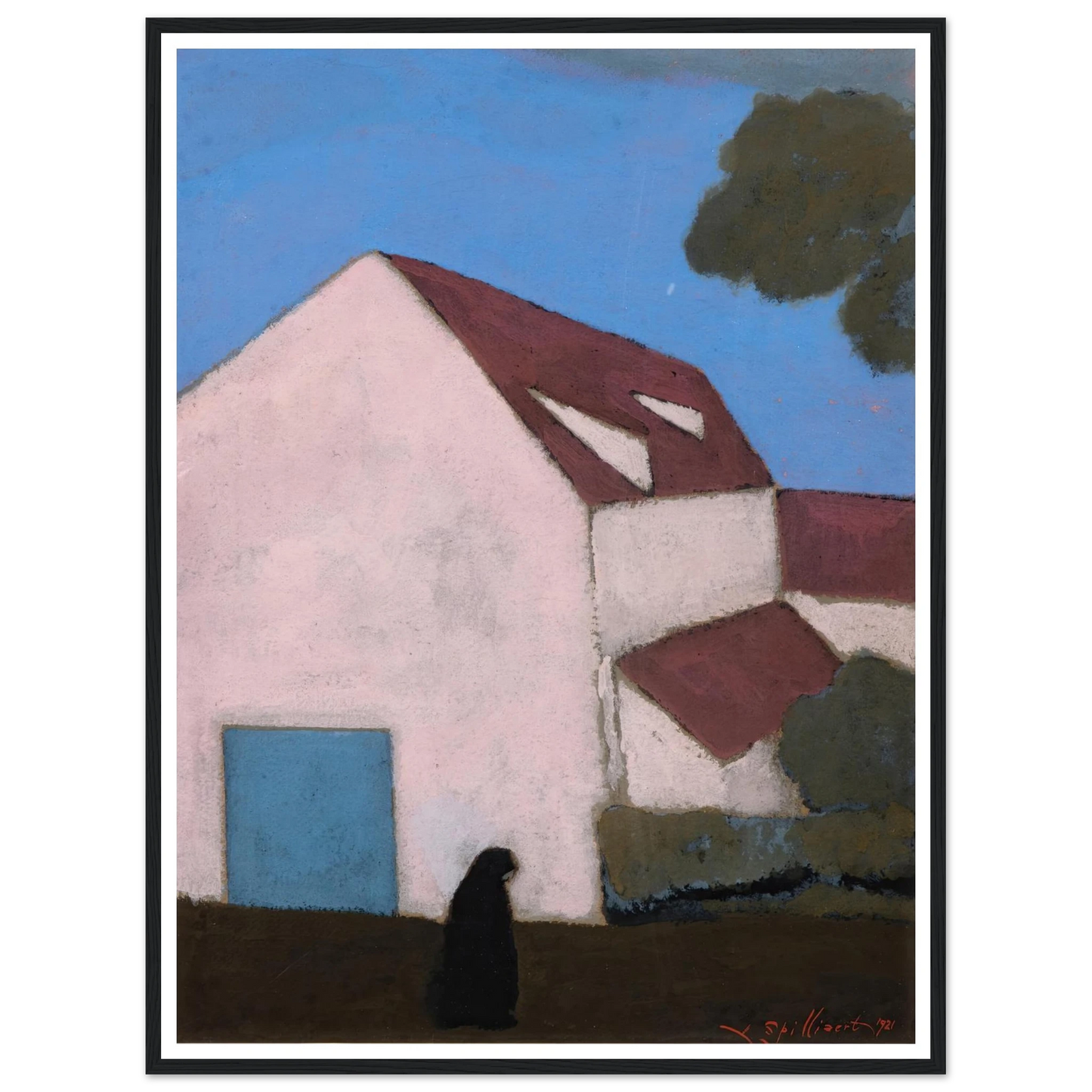 Ferme à la façade rose, silhouette de femme (1921) Art Print | Leon Spilliaert-Quipham Collections