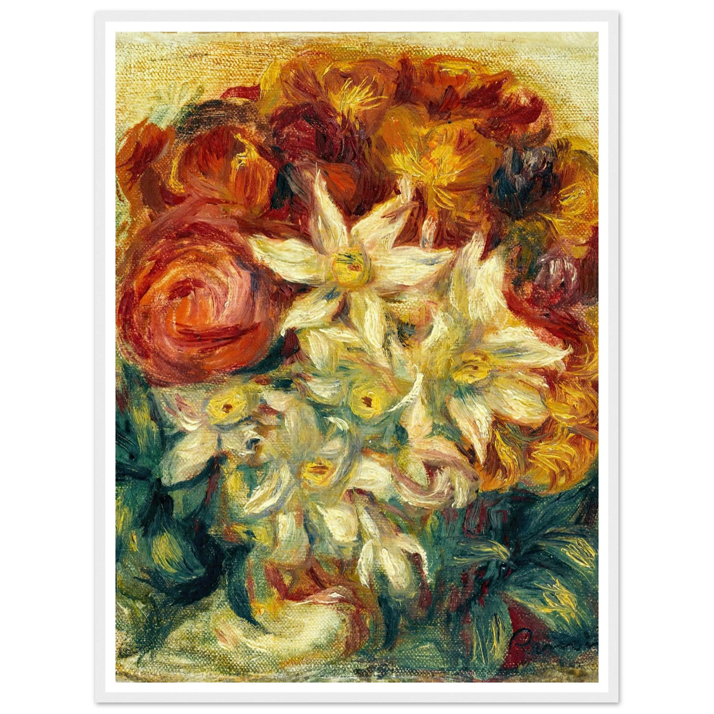 Bouquet de narcisses et de roses (1914) Art Print | Pierre Auguste Renoir-Quipham Collections